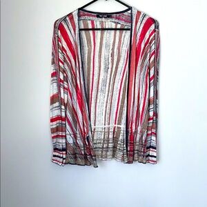 Striped Open Front Cardigan size L